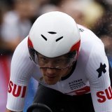 Stefan Küng a fêré dimanche sa 1re victoire d'étape sur un grand Tour KEYSTONE/EPA/YOAN VALAT